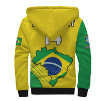 (Custom Text And Number) Brazil Football Sherpa Hoodie Brasil Map Come On Canarinho Sporty Style - Wonder Print Shop