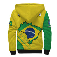 Brazil Football Sherpa Hoodie Brasil Map Come On Canarinho Sporty Style - Wonder Print Shop