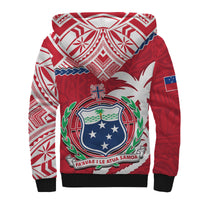 Samoa Sherpa Hoodie Samoan Coat Of Arms With Coconut Red Style - Wonder Print Shop