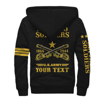 (Custom Text And Chapter) Buffalo Soldiers Sherpa Hoodie BSMC United States Army Black - Wonder Print Shop