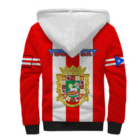 (Custom Personalised) Puerto Rico Sherpa Hoodie Coat Of Arms Mix Flag - Wonder Print Shop