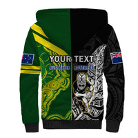 (Custom Personalised) Australia Kangaroos And All Black Rugby Sherpa Hoodie Aboriginal Mix NZ Maori Fern - Wonder Print Shop