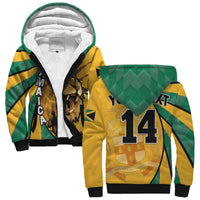 (Custom Text and Number) Jamaica Athletics Sherpa Hoodie Jamaican Flag Mix Lion Sporty Style - Wonder Print Shop
