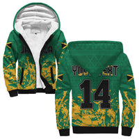 (Custom Text and Number) Jamaica Athletics Sherpa Hoodie Jamaican Flag With African Pattern Sporty Style - Wonder Print Shop