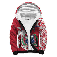 Samoa Sherpa Hoodie Samoan Coat Of Arms With Coconut Red Style - Wonder Print Shop