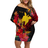Custom Personalised Papua New Guinea Off Shoulder Short Dress Bird of Paradise Ver.02 LT13 - Wonder Print Shop
