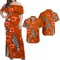 Personalised Hawaii Matching Hawaiian Shirt And Dress Polynesia Orange Hibiscus and Map Mystical LT13 - Wonder Print Shop