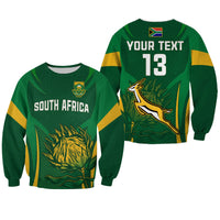 (Custom Text and Number) South Africa Rugby Sweatshirt Springboks Champion LT13 - Wonder Print Shop