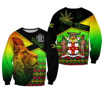 (Custom Personalised) Jamaica Lion Sweatshirt Jamaican Pattern Version Reggae Colors LT13 - Wonder Print Shop