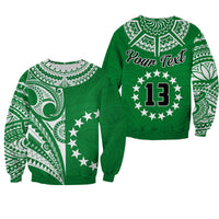 (Custom Text and Number) Cook Islands Tatau Sweatshirt Symbolize Passion Stars Version Green LT13 - Wonder Print Shop