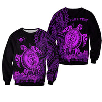 (Custom Personalised) Hawaii Polynesian Sweatshirt Purple Sea Turtles Hawaiian LT13 - Wonder Print Shop