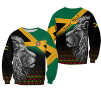 (Custom Personalised) Jamaica Lion Sweatshirt Jamaican Pattern Version Black LT13 - Wonder Print Shop