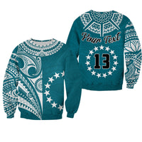 (Custom Text and Number) Cook Islands Tatau Sweatshirt Symbolize Passion Stars Version Blue LT13 - Wonder Print Shop