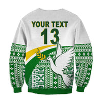 (Custom Text and Number) Tailevu Rugby Sweatshirt Fiji Rugby Tapa Pattern White LT13 - Wonder Print Shop