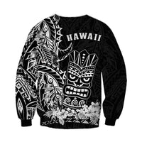 Hawaii Polynesian Sweatshirt White Tiki Masks Hawaiian LT13 - Wonder Print Shop