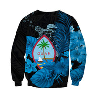 Guam Seal Sweatshirt Polynesian Turtle with Flowers Version Blue LT13 - Wonder Print Shop