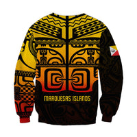 Marquesas Islands Tiki Sweatshirt Gradient Marquesan Tattoo LT13 - Wonder Print Shop