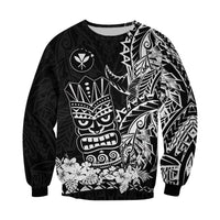 (Custom Personalised) Hawaii Polynesian Sweatshirt White Tiki Masks Hawaiian LT13 - Wonder Print Shop