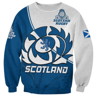 (Custom Text and Number) Scotland Rugby Sweatshirt Scottish Coat Of Arms Mix Thistle Newest Version - Wonder Print Shop