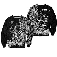 Hawaii Polynesian Sweatshirt White Tiki Masks Hawaiian LT13 - Wonder Print Shop