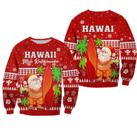 Mele Kalikimaka Sweatshirt Santa Claus Hawaii Christmas LT13 - Wonder Print Shop