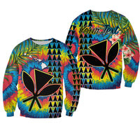 (Custom Personalised) Hawaii Rainbow Tie Dye Sweatshirt Flowers Polynesian Hawaiian Tribal LT13 - Wonder Print Shop
