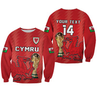 (Custom Text And Number) Wales Football Sweatshirt Cymru Champions World Cup 2022 - Wonder Print Shop