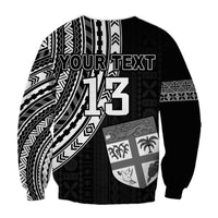 Black sweatshirt with white tribal sleeves, 'YOUR TEXT' and large '13' on front