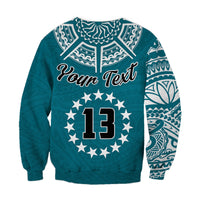 (Custom Text and Number) Cook Islands Tatau Sweatshirt Symbolize Passion Stars Version Blue LT13 - Wonder Print Shop
