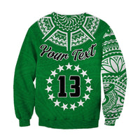(Custom Text and Number) Cook Islands Tatau Sweatshirt Symbolize Passion Stars Version Green LT13 - Wonder Print Shop