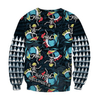 Hawaii Skeleton Surf Sweatshirt Halloween Hawaiian Tribal LT13 - Wonder Print Shop