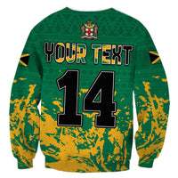 (Custom Text and Number) Jamaica Athletics Sweatshirt Jamaican Flag With African Pattern Sporty Style - Wonder Print Shop