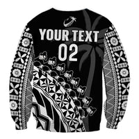 Rugby sweatshirt in black with white YOUR TEXT 02 back print and patterned sleeves