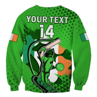 (Custom Text And Number) Ireland Cricket Sweatshirt Irish Flag Shamrock Sporty Style - Wonder Print Shop