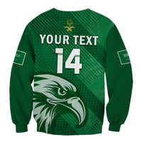 (Custom Text And Number) Saudi Arabia Football Sweatshirt Green Falcons World Cup 2022 - Wonder Print Shop