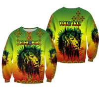 (Custom Personalised) Ethiopia Sweatshirt Cross Mix Lion Colorful Style - Wonder Print Shop