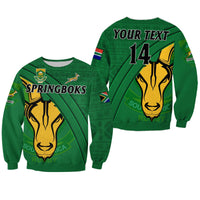 (Custom Text And Number) South Africa Rugby Sweatshirt Bokke Springbok With African Pattern Stronger Together - Wonder Print Shop