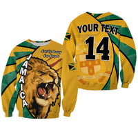 (Custom Text and Number) Jamaica Athletics Sweatshirt Jamaican Flag Mix Lion Sporty Style - Wonder Print Shop