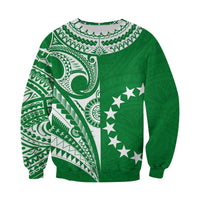 (Custom Text and Number) Cook Islands Tatau Sweatshirt Symbolize Passion Stars Version Green LT13 - Wonder Print Shop