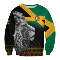 Jamaica Lion Sweatshirt Jamaican Pattern Version Black LT13 - Wonder Print Shop