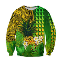 (Custom Personalised) Hawaii Pineapple Sweatshirt Plumeria Frangipani Mix Tribal Pattern LT13 - Wonder Print Shop