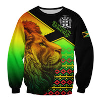 Jamaica Lion Sweatshirt Jamaican Pattern Version Reggae Colors LT13 - Wonder Print Shop
