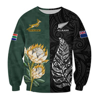South Africa Protea and New Zealand Fern Sweatshirt Rugby Go Springboks vs All Black LT13 - Wonder Print Shop