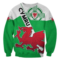 (Custom Text And Number) Wales Football Sweatshirt Come On Welsh Dragons With Celtic Knot Pattern - Wonder Print Shop