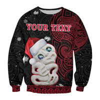 Custom Personalised New Zealand Christmas Sweatshirt Hei Tiki Red Pohutukawa Meri Kirihimete - Wonder Print Shop