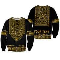 Custom Personalised Polynesian Sweatshirt Dashiki With Polynesian Tattoo Royal Golden Version - Wonder Print Shop