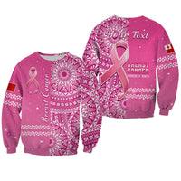 Custom Personalised Tonga Breast Cancer Sweatshirt Tongan Ngatu Pattern No One Fights Alone - Wonder Print Shop