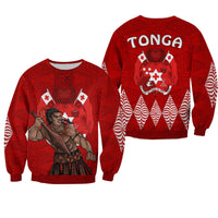 Tonga Warriors Sweatshirt Tongan Pattern Version Red LT13 - Wonder Print Shop