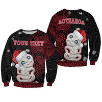 Custom Personalised New Zealand Christmas Sweatshirt Hei Tiki Red Pohutukawa Meri Kirihimete - Wonder Print Shop