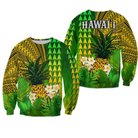 Hawaii Pineapple Sweatshirt Plumeria Frangipani Mix Tribal Pattern LT13 - Wonder Print Shop